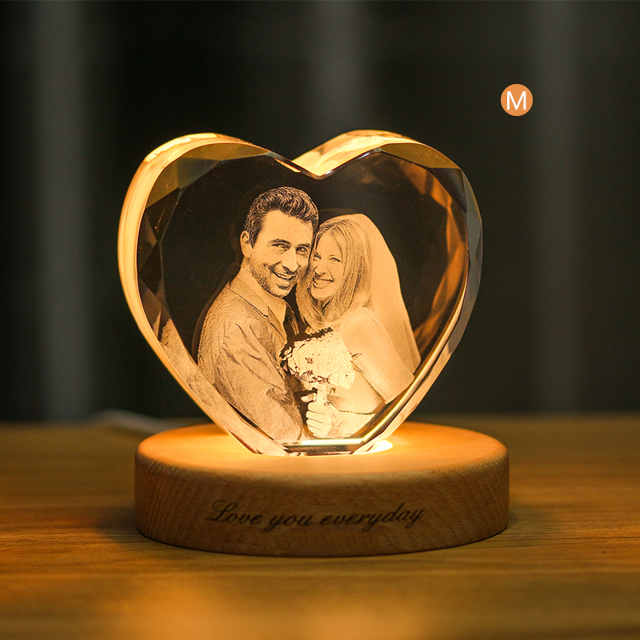Picture of Personalized 2D or 3D Crystal Photo Keychain Gift in Heart Crystal - Custom Photo Keychain - Pet Lover Gift