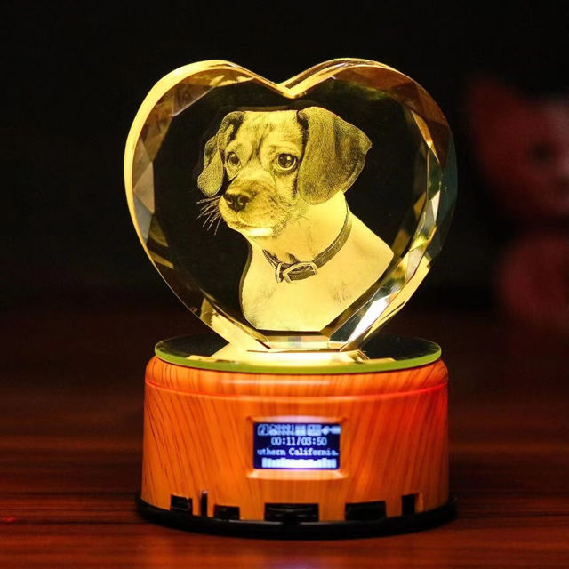Picture of Personalized 2D or 3D Crystal Photo Keychain Gift in Heart Crystal - Custom Photo Keychain - Pet Lover Gift
