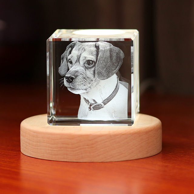 Picture of Personalized 2D or 3D Crystal Photo Keychain Gift in Heart Crystal - Custom Photo Keychain - Pet Lover Gift
