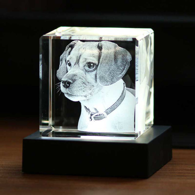 Picture of Personalized 2D or 3D Crystal Photo Keychain Gift in Heart Crystal - Custom Photo Keychain - Pet Lover Gift