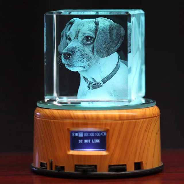 Picture of Personalized 2D or 3D Crystal Photo Keychain Gift in Heart Crystal - Custom Photo Keychain - Pet Lover Gift