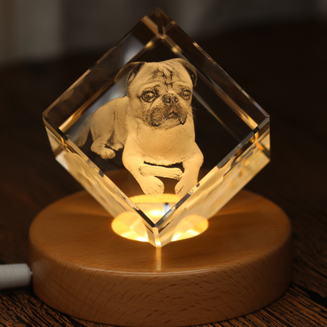 Picture of Personalized 2D or 3D Crystal Photo Keychain Gift in Heart Crystal - Custom Photo Keychain - Pet Lover Gift