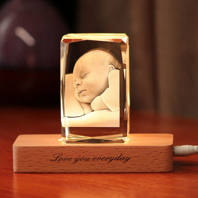Picture of Personalized 2D or 3D Crystal Photo Keychain Gift in Heart Crystal - Custom Photo Keychain - Pet Lover Gift