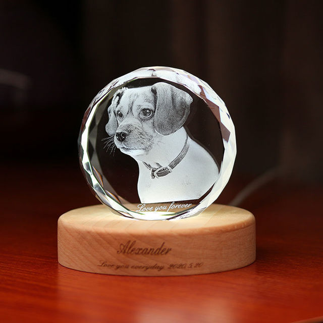 Picture of Personalized 2D or 3D Crystal Photo Keychain Gift in Heart Crystal - Custom Photo Keychain - Pet Lover Gift