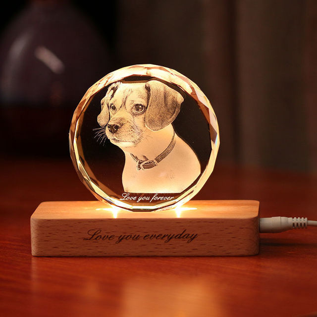 Picture of Personalized 2D or 3D Crystal Photo Keychain Gift in Heart Crystal - Custom Photo Keychain - Pet Lover Gift
