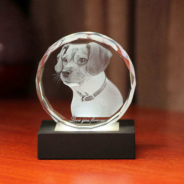 Picture of Personalized 2D or 3D Crystal Photo Keychain Gift in Heart Crystal - Custom Photo Keychain - Pet Lover Gift