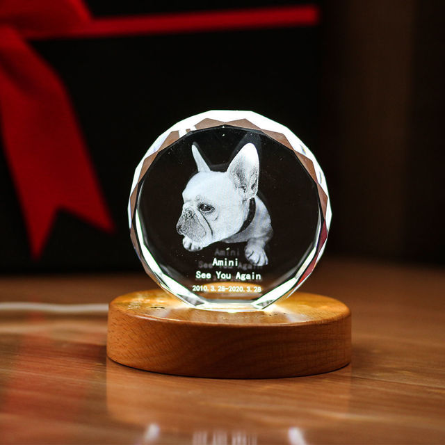 Picture of Personalized 2D or 3D Crystal Photo Keychain Gift in Heart Crystal - Custom Photo Keychain - Pet Lover Gift