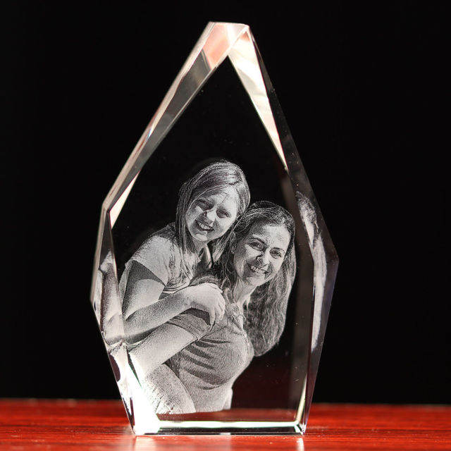 Picture of Personalized 2D or 3D Crystal Photo Keychain Gift in Heart Crystal - Custom Photo Keychain - Pet Lover Gift