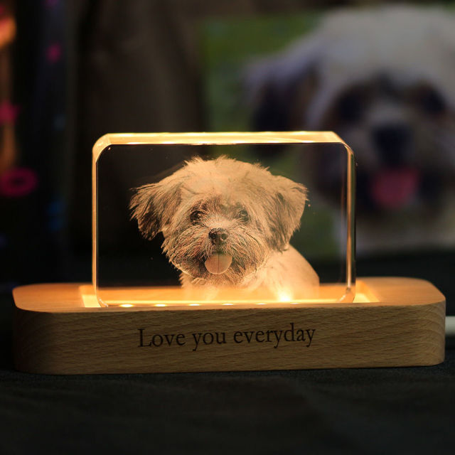 Picture of Personalized 2D or 3D Crystal Photo Keychain Gift in Heart Crystal - Custom Photo Keychain - Pet Lover Gift
