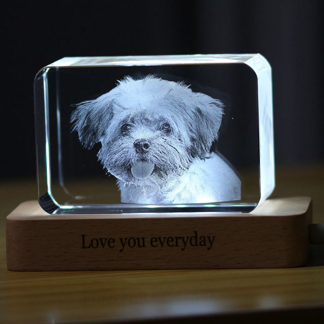 Picture of Personalized 2D or 3D Crystal Photo Keychain Gift in Heart Crystal - Custom Photo Keychain - Pet Lover Gift