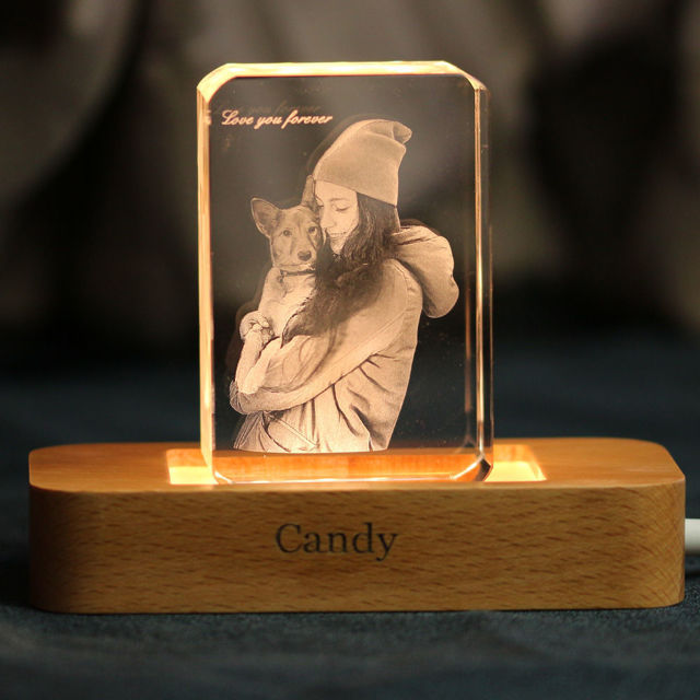 Picture of Personalized 2D or 3D Crystal Photo Keychain Gift in Heart Crystal - Custom Photo Keychain - Pet Lover Gift