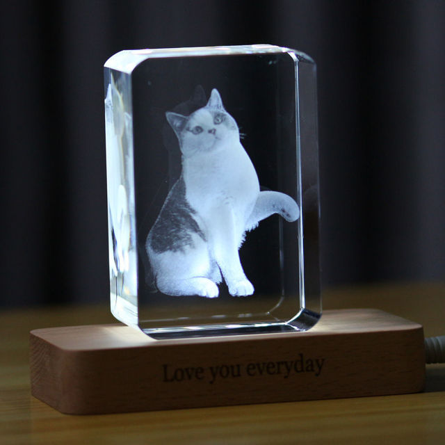 Picture of Personalized 2D or 3D Crystal Photo Keychain Gift in Heart Crystal - Custom Photo Keychain - Pet Lover Gift