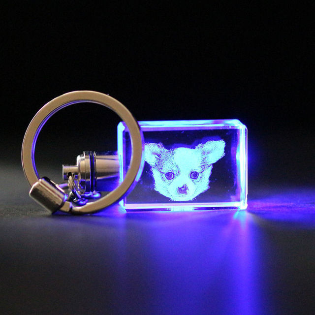 Picture of Personalized 2D or 3D Crystal Photo Keychain Gift in Heart Crystal - Custom Photo Keychain - Pet Lover Gift