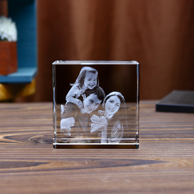 Picture of Personalized 2D or 3D Crystal Photo Keychain Gift in Heart Crystal - Custom Photo Keychain - Pet Lover Gift