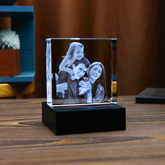 Picture of Personalized 2D or 3D Crystal Photo Keychain Gift in Heart Crystal - Custom Photo Keychain - Pet Lover Gift