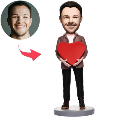 Picture of Custom Bobbleheads: Man With Heart | Personalized Bobbleheads for the Special Someone as a Unique Gift Idea｜Best Gift Idea for Birthday, Christmas, Thanksgiving etc.