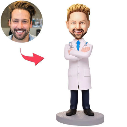 Picture of Custom Bobbleheads: Male Doctor With Arms Folded| Personalized Bobbleheads for the Special Someone as a Unique Gift Idea｜Best Gift Idea for Birthday, Christmas, Thanksgiving etc.