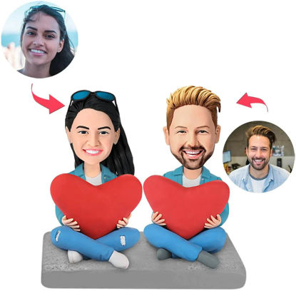 Picture of Custom Bobbleheads: Anniversary Gift Heart Couple | Personalized Bobbleheads for the Special Someone as a Unique Gift Idea｜Best Gift Idea for Birthday, Christmas, Thanksgiving etc.