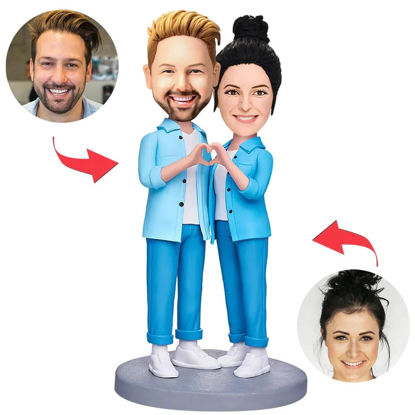 Picture of Custom Bobbleheads: Couple Hands In Heart Pose | Personalized Bobbleheads for the Special Someone as a Unique Gift Idea｜Best Gift Idea for Birthday, Christmas, Thanksgiving etc.