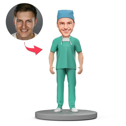 Picture of Custom Bobbleheads: Doctor in Green Scrubs| Personalized Bobbleheads for the Special Someone as a Unique Gift Idea｜Best Gift Idea for Birthday, Christmas, Thanksgiving etc.