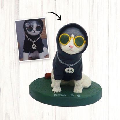 Picture of Custom Bobbleheads: A cat with glasses | Personalized Bobbleheads for the Special Someone as a Unique Gift Idea｜Best Gift Idea for Birthday, Christmas, Thanksgiving etc.