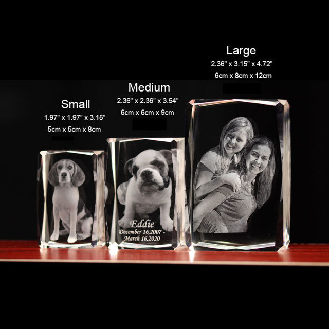 Picture of Personalized 2D or 3D Crystal Photo Keychain Gift in Heart Crystal - Custom Photo Keychain - Pet Lover Gift