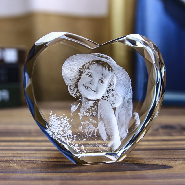 Picture of Personalized 2D or 3D Crystal Photo Keychain Gift in Heart Crystal - Custom Photo Keychain - Pet Lover Gift
