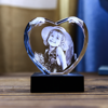 Picture of Personalized 2D or 3D Crystal Photo Keychain Gift in Heart Crystal - Custom Photo Keychain - Pet Lover Gift