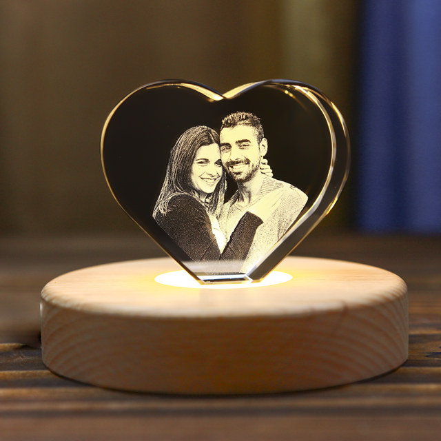 Picture of Personalized 2D or 3D Crystal Photo Keychain Gift in Heart Crystal - Custom Photo Keychain - Pet Lover Gift