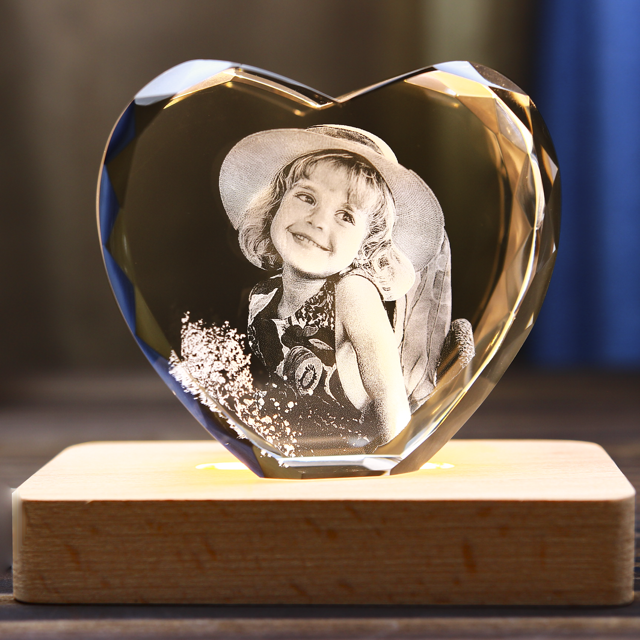 Picture of Personalized 2D or 3D Crystal Photo Keychain Gift in Heart Crystal - Custom Photo Keychain - Pet Lover Gift