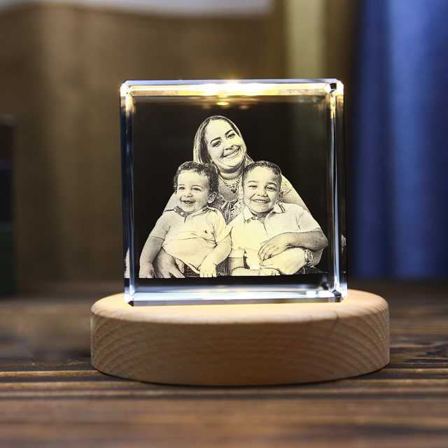 Picture of Personalized 2D or 3D Crystal Photo Keychain Gift in Heart Crystal - Custom Photo Keychain - Pet Lover Gift