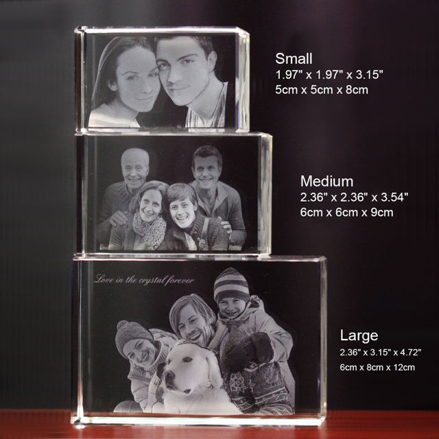 Picture of Personalized 2D or 3D Crystal Photo Keychain Gift in Heart Crystal - Custom Photo Keychain - Pet Lover Gift