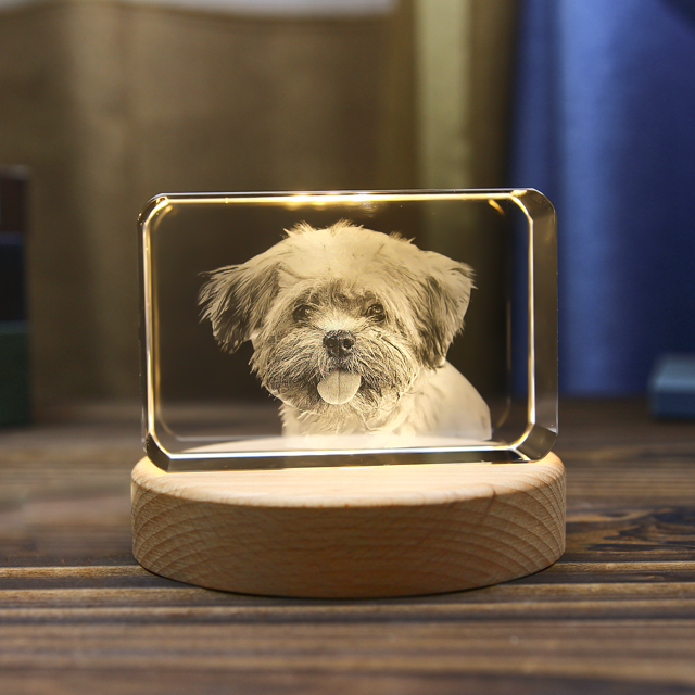 Picture of Personalized 2D or 3D Crystal Photo Keychain Gift in Heart Crystal - Custom Photo Keychain - Pet Lover Gift