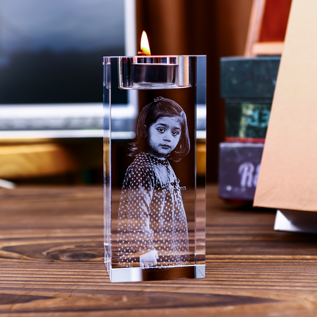 Picture of Personalized 2D or 3D Crystal Photo Keychain Gift in Heart Crystal - Custom Photo Keychain - Pet Lover Gift