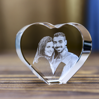 Picture of Custom Photo 3D Laser Crystal: Photo In Heart Crystal  | Personalized 3D Photo Laser Crystal | Unique Gift for Birthday Wedding Christmas etc.