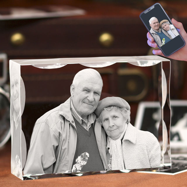 Picture of Personalized 2D or 3D Crystal Photo Keychain Gift in Heart Crystal - Custom Photo Keychain - Pet Lover Gift