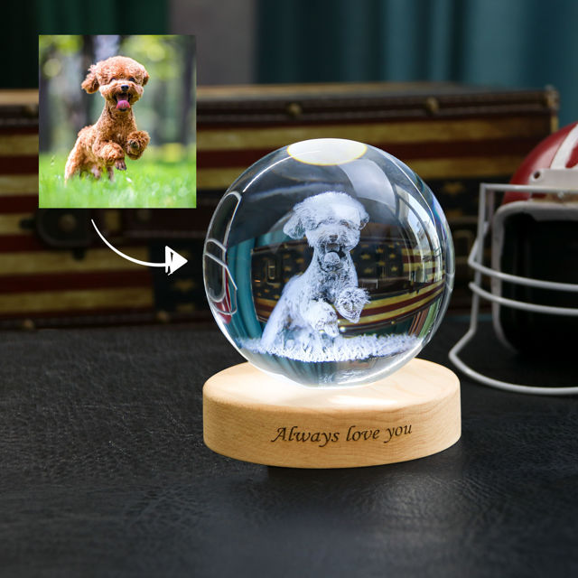 Picture of Personalized 2D or 3D Crystal Photo Keychain Gift in Heart Crystal - Custom Photo Keychain - Pet Lover Gift