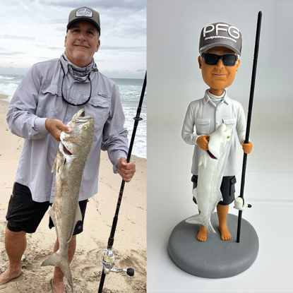 Picture of Custom Bobbleheads:  Fishing man | Personalized Bobbleheads for the Special Someone as a Unique Gift Idea｜Best Gift Idea for Birthday, Christmas, Thanksgiving etc.