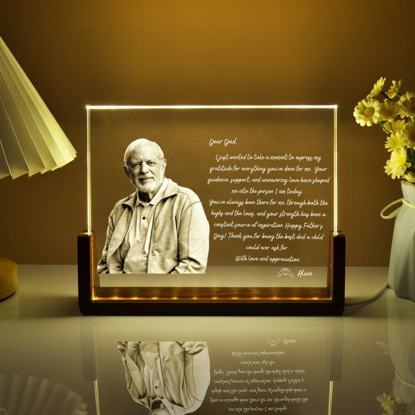 Picture of Custom Photo Crystal Night Light: Personalized Crystal Photo Frame With A Warm Color Light Base