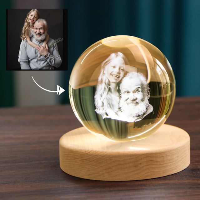 Picture of 3D Laser Crystal Ball - Laser Etched Photo in a Ball Crystal  Memory Gifts For Dad Mom Children Parents