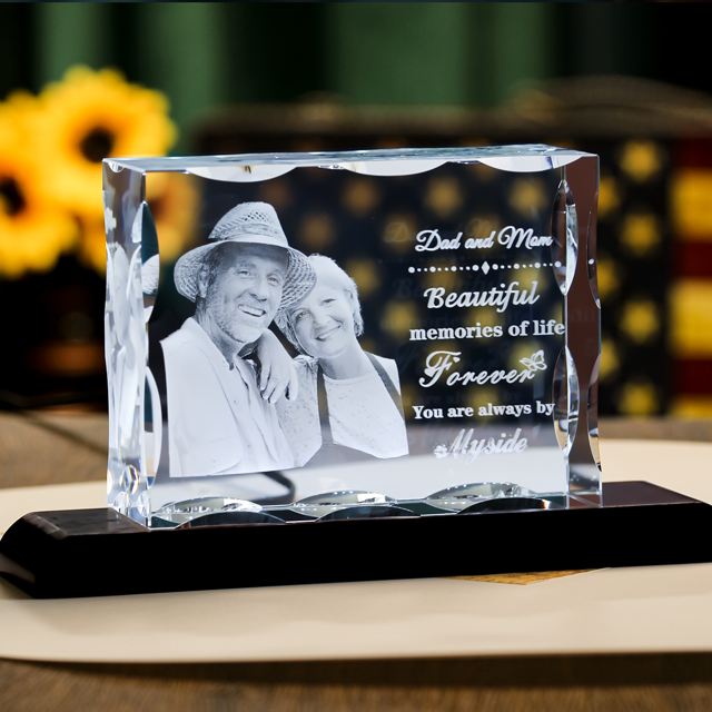 Picture of Custom Photo 3D Laser Crystal: Photo In Patterned Crystal  | Personalized 3D Photo Laser Crystal | Unique Gift for Birthday Wedding Christmas etc.