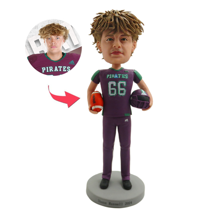 Picture of Custom Bobbleheads: Football Player In Purple Uniform | Personalized Bobbleheads for the Special Someone as a Unique Gift Idea｜Best Gift Idea for Birthday, Christmas, Thanksgiving etc.