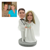 Picture of Custom Bobbleheads: White dress bride and groom | Personalized Bobbleheads for the Special Someone as a Unique Gift Idea｜Best Gift Idea for Birthday, Christmas, Thanksgiving etc.