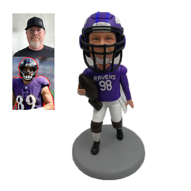 Picture of Custom Bobbleheads:  Football Player with Helmet | Personalized Bobbleheads for the Special Someone as a Unique Gift Idea｜Best Gift Idea for Birthday, Christmas, Thanksgiving etc.