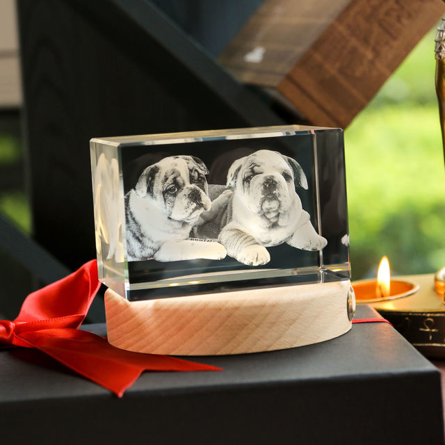 Picture of Personalized 2D or 3D Crystal Photo Keychain Gift in Heart Crystal - Custom Photo Keychain - Pet Lover Gift