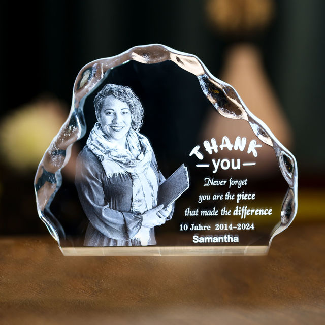 Picture of Personalized 2D or 3D Crystal Photo Keychain Gift in Heart Crystal - Custom Photo Keychain - Pet Lover Gift