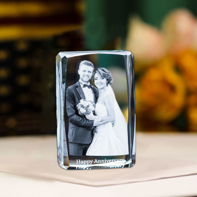 Picture of Personalized 2D or 3D Crystal Photo Keychain Gift in Heart Crystal - Custom Photo Keychain - Pet Lover Gift