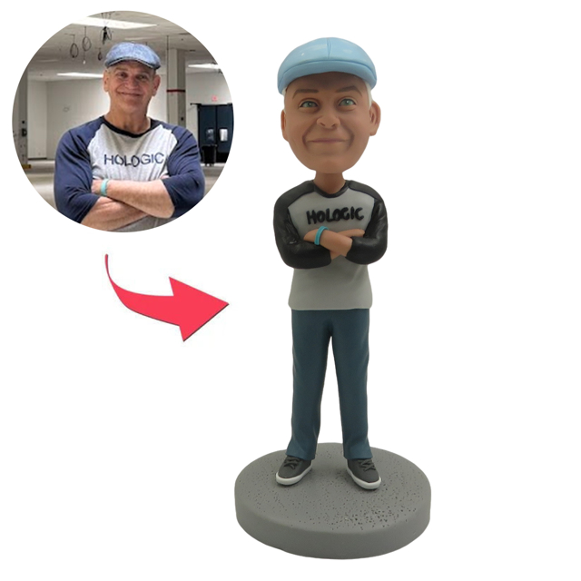 Picture of Custom Bobbleheads:  Grandpa With Blue Hat| Personalized Bobbleheads for the Special Someone as a Unique Gift Idea｜Best Gift Idea for Birthday, Christmas, Thanksgiving etc.