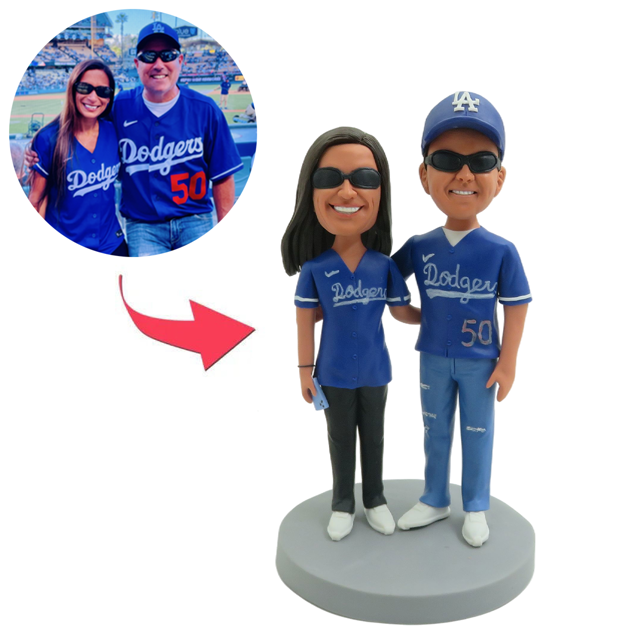 Picture of Custom Bobbleheads: Dodgers Fan Couple  Bobbleheads | Personalized Bobbleheads for the Special Someone as a Unique Gift Idea｜Best Gift Idea for Birthday, Christmas, Thanksgiving etc.