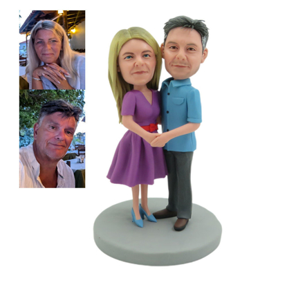 Picture of Custom Bobbleheads: A Couple Holding Hands Bobbleheads | Personalized Bobbleheads for the Special Someone as a Unique Gift Idea｜Best Gift Idea for Birthday, Christmas, Thanksgiving etc.